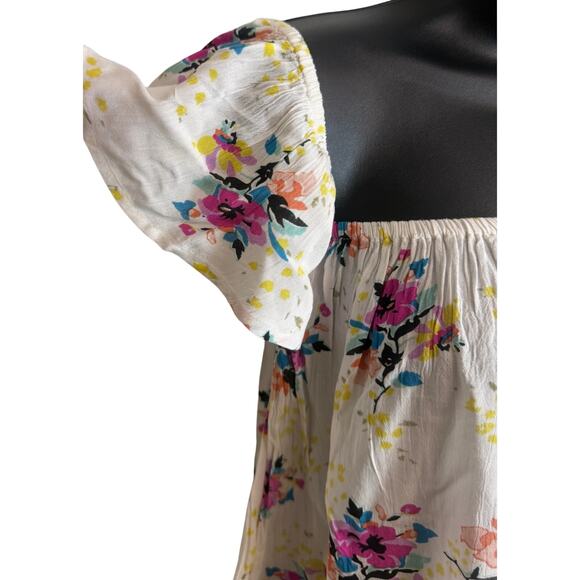 Rip Curl Night Bloom Off Shoulder Floral Top Blouse White Smocked Small NWT New - Picture 2 of 9